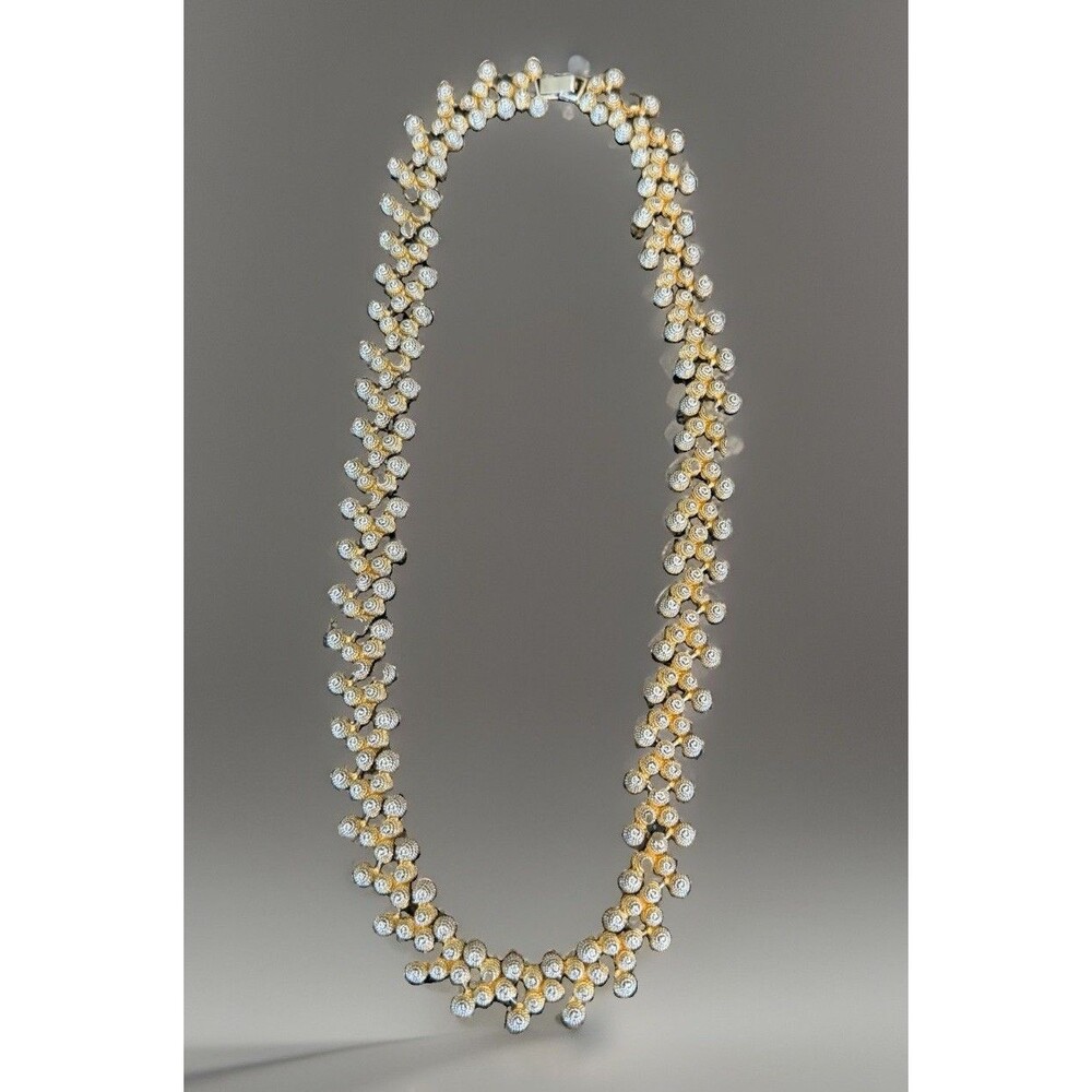Vintage 1960s Two Tone Collar Necklace Heavy Granulated Bead Statement Unsigned